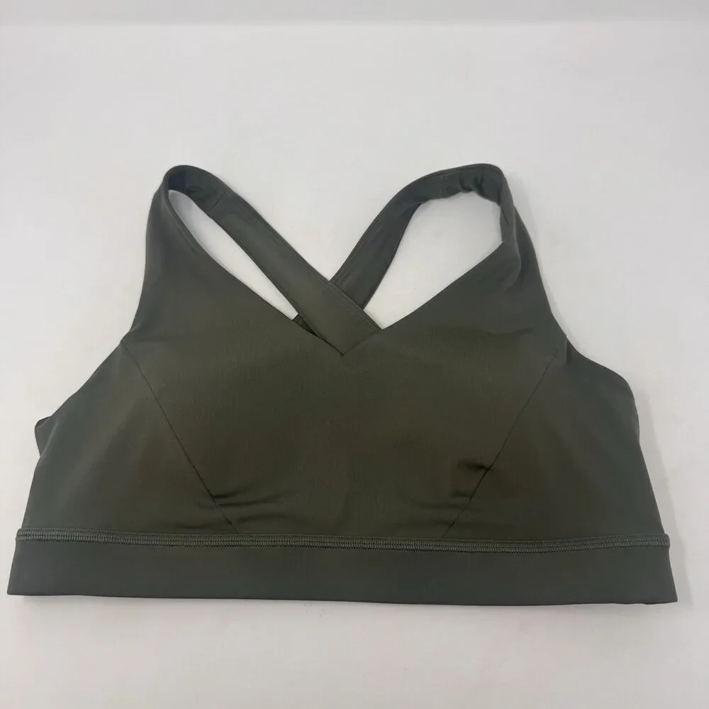 Lululemon Envital Sports Bra Medium Support B/C Cup Olive Green Size 10